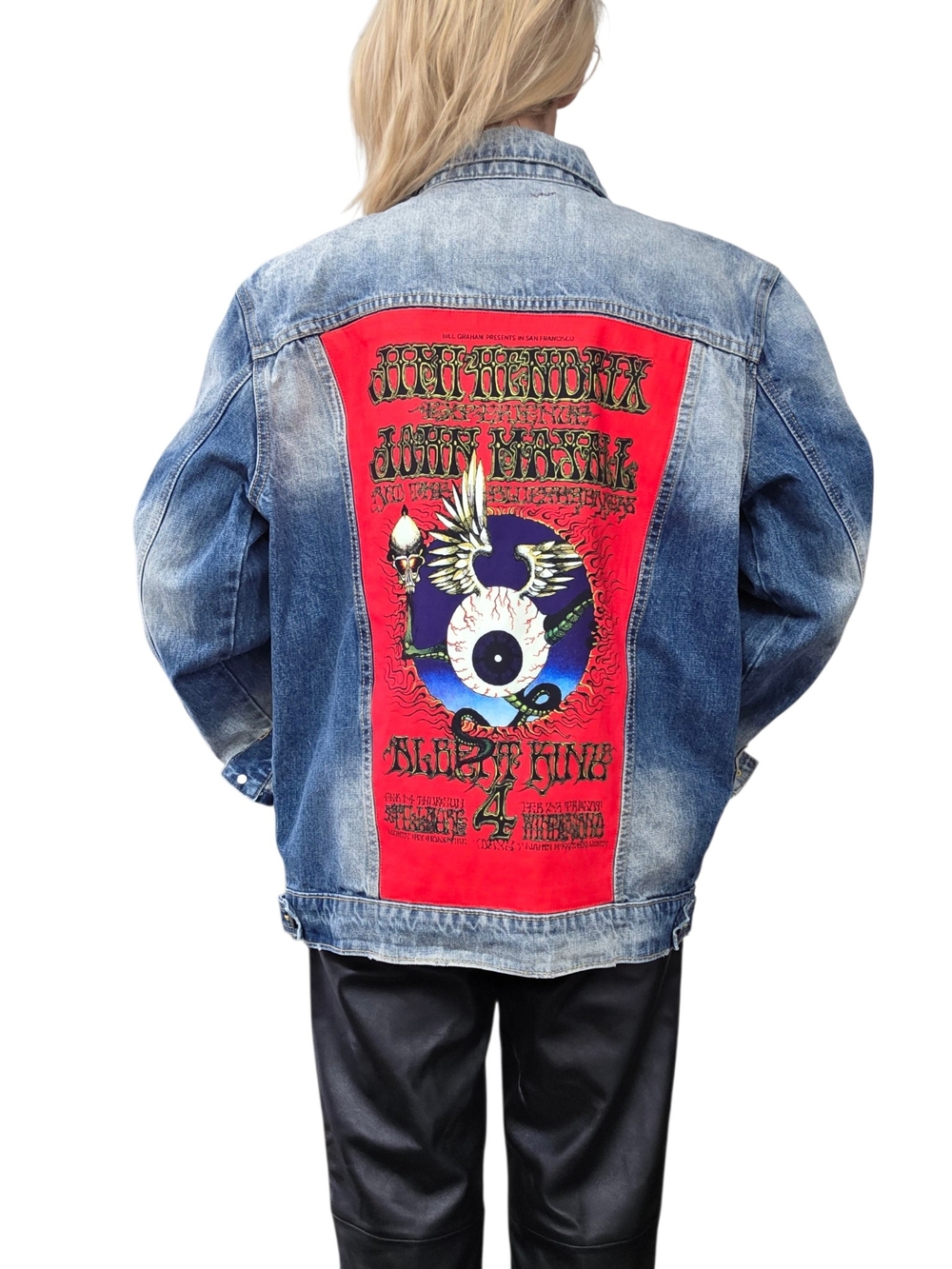 Wolfgang's Dragonfly Jimi Hendrix Concert Art Denim Jacket XL - Picture 2 of 15